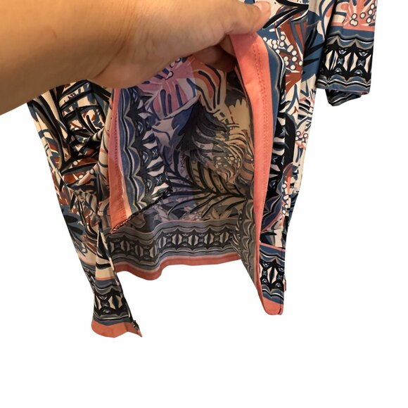 ✨Sandiva Sz L Women's Floral Print Tunic Top With Lace-Up Detail Polyester✨ - Picture 5 of 8